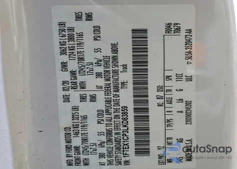 2020 Ford F150 Super Cab из США, поврежденный, VIN 1FTEX1CP3LKD83859